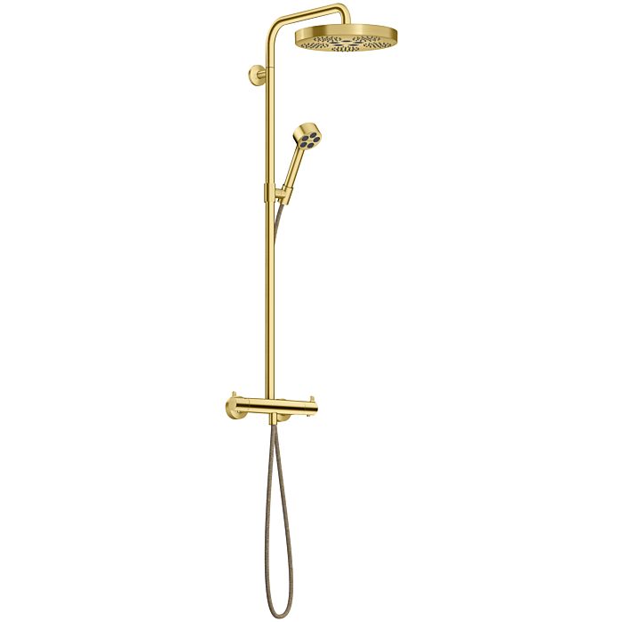 Hansgrohe AXOR One Duschsystem mit Thermostat und Duschkopf 280 48795950 Unterputz, Fertigmontageset, 1 Strahlart wassersparend, EcoSmart, 8 l/min, brushed brass