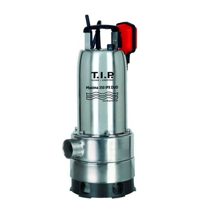 Pompe submersible eaux usées TIP - inox, 20 000 l/h, aspiration plate, hauteur de refoulement 8 m, granulométrie 30 mm, MAXIMA 350IPX DUO 30274