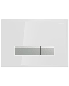 Geberit Sigma40 Betätigungsplatte 115600SI1 Glas weiss/aluminium gebürstet, 2-Mengen-Spülung