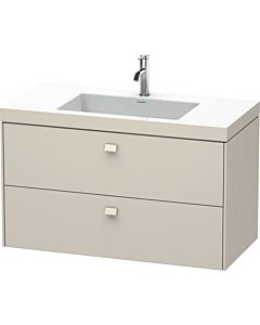 Duravit Brioso c-bonded washbasin with substructure BR4607N9191, 100x48cm, Taupe , without tap hole