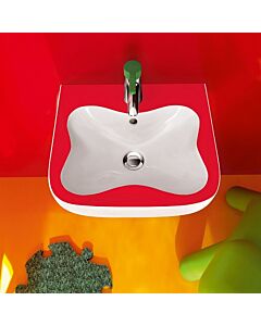 LAUFEN Florakids hand washbasin 8150310621041 45 x 41 cm, white / red, with overflow, 2000 tap hole
