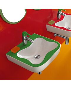 LAUFEN Florakids Handwaschbecken 8150310721041 45 x 41 cm, weiß/grün, mit Überlauf, 1 Hahnloch