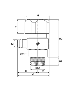 Aalberts SEPP DIN-Basis Entleerungsventil 0018905 DN 8 x R 1/4, selbstdichtend, schwenkbar, Messing