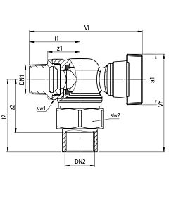 Vanne à boisseau sphérique angulaire Aalberts SEPP gaz 0029485 DN 25, R 2000 x Rp 2000 , laiton chromé