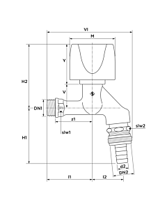 Seppelfricke Sepp fitting combination 0049834 DN 15, chrome-plated brass, pipe aerator, backflow preventer, hose screw connection