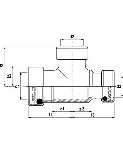 Aalberts VSH Tectite T-piece TT130282222 28 x 22 x 22 mm, copper, reduced, non-detachable
