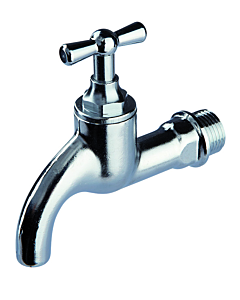 Seppelfricke Sepp outlet valve 0000008 DN 15, with T-handle upper part, chrome-plated brass