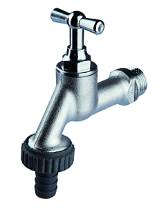 Seppelfricke Sepp outlet valve 0000102 DN 20, brass matt chrome-plated, hose screw connection, T-handle upper part