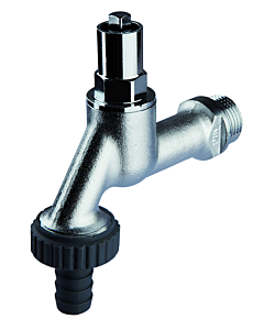 Seppelfricke Sepp 0000143 DN 20, laiton chromé mat, pour clé à douille en partie supérieure, avec raccord de tuyau à vis