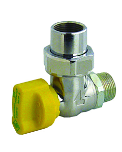 Vanne à boisseau sphérique angulaire Aalberts SEPP gaz 0029485 DN 25, R 2000 x Rp 2000 , laiton chromé