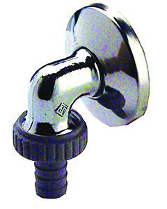 Aalberts Sepp wall connection bend 0006132 DN 15, with rosette and hose connection, chrome-plated brass