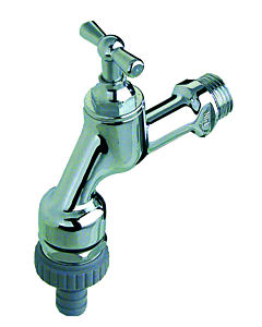 Seppelfricke Sepp Armaturenkombination 0006002 DN 15, Messing verchromt, Rohrbelüfter, Rückflussverhinderer, Schlauchverschraubung, Knebel