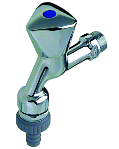 Seppelfricke Sepp fitting combination 0006021 DN 15, chrome-plated brass, pipe aerator, backflow preventer, hose screw connection, crown handle