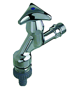 Seppelfricke Sepp fitting combination 0006022 DN 15, chrome-plated brass, pipe aerator, backflow preventer, hose screw connection, three star handle