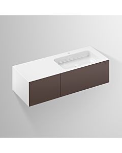 Alape Folio Waschplatz 5159813000 1254x500mm, Mulde rechts, schattenerde, mit Hahnloch, ohne Überlauf