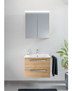 Artiqua Serie 843 Badmöbel-Set mit Spiegel 843B216226 65cm, mit Keramik-Waschtisch und Unterschrank weiß hochglanz