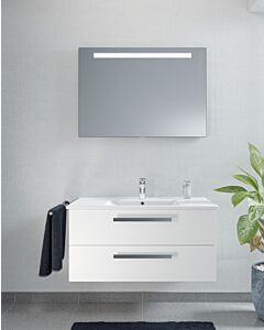 Lavabo avec meuble sous-vasque Artiqua Série 843 100 cm 843B231026 avec armoire de toilette LED, ensemble vasque, 1000 x 482 x 430 mm, blanc haute brillance