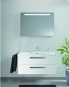 Artiqua Series 843 washbasin with vanity unit 100 cm 843B231026 with LED mirror cabinet, washbasin set, 1000 x 482 x 430 mm, white high gloss