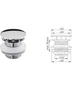 ASW Design Schaftventil 107503 verchromt, ohne Überlauf, mit Haube