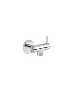 ASW Design-Wandanschlussbogen 114933 25 mm rund, 1/2" x 1/2", mit Absperrung, 90Grad, Messing verchromt