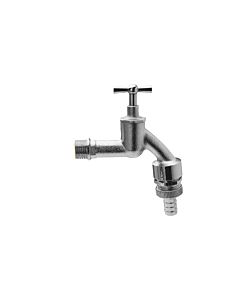 Universal Auslaufventil 422317 Messing matt verchromt, 1/2", Rohrbelüfter, Rückflussverhinderer, Schlauchverschraubung