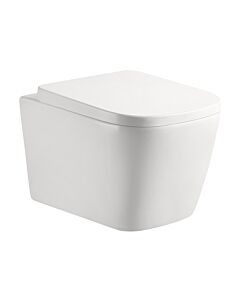 WC suspendu AqvaZone AqvaCeramica, à chasse d&#39;eau profonde, référence 031915500, blanc, 495 x 365 mm, 3 l/4,5 l, bord arrondi, sans bride