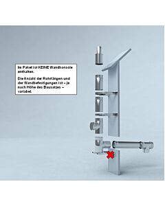 Ensemble complet Bertrams Polyline LAS pour installation murale extérieure 42KPAW60-9M DN 60/100, hauteur 9 m, acier inoxydable