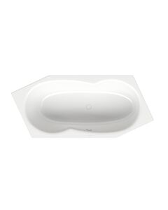 Bette BetteMetric 6-Eck-Badewanne 6840-440PLUS 206x90x45cm, Fußende rechts, Überlauf vorne, Glasur, snow