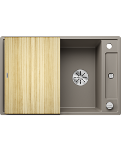 Blanco Axia III 45 S sink 523180 78x47cm, PuraDur tartufo, reversible, with wooden cutting board