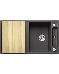 Blanco Axia iii 5 s évier 523206 91,5x47cm, PuraDur gris roche, réversible, avec planche à découper en bois