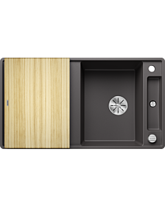 Blanco Axia iii 5 s-f Spüle 523226 90,5x50cm, PuraDur felsgrau, reversibel, mit Holzschneidbrett