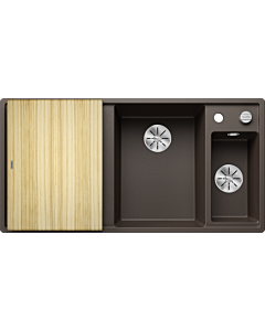 Blanco AXIA III 6 S Spüle 523471 100x51cm, PuraDur cafe, rechts, mit Holzschneidbrett