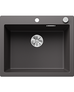 Blanco évier 523687 61,5 x 51 cm, PuraDur gris roche, télécommande de vidange avec commande rotative