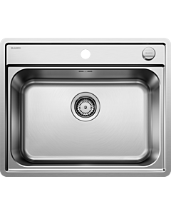 Blanco Lavabo Lemis 525109 61,5 x 50 cm, finition inox brossé, télécommande de vidange avec actionnement rotatif