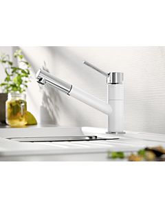 Blanco KANO-S kitchen faucet 525040 pull-out, SILGRANIT look silgranit white