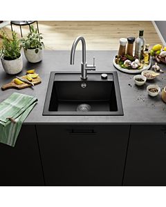 Blanco Spüle 518521 51,5 x 51 cm, PuraDur anthrazit, Ablauffernbedienung mit Drehbetätigung