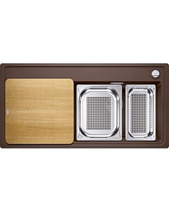 Blanco ZENAR XL 6S-F DampfgarPlus sink 524097 98.75x49.75cm, PuraDur cafe, right, with wooden cutting board