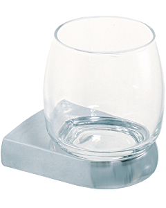 Bravat Metasoft glass holder 816410, bulbous clear glass, chrome