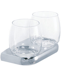 Porte-verre Bravat Metasoft 816510 Double, verre clair incurvé, chromé