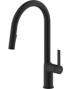 Robinet de cuisine Bravat Torino 3521329 avec douchette extractible, noir mat