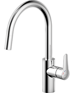 Bravat Oslo kitchen tap 3517332 sink tap with pull-out spray head (low pressure), with pull-out spray head, chrome