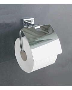 Bravat Quaruna WC-Papierhalter 753910 mit Deckel, chrom, zum Kleben oder Schrauben
