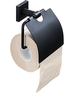 Porte-papier toilette Bravat Quaruna 753999 avec couvercle, à coller ou à visser, noir mat