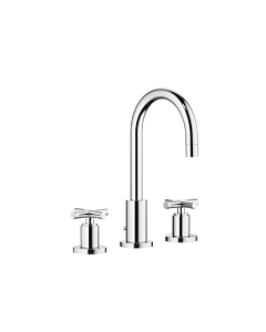 Dornbracht Waschtisch Armatur Tara. 2071089200 chrom,Ausladung 135mm,Kreuzgriffe,3 Loch Armatur