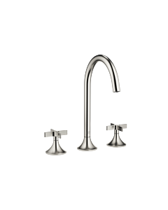 Dornbracht Vaia three hole faucet 20713809-06 for washbasin, with pop-up waste set, platinum matt
