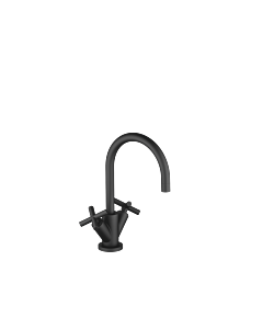 Dornbracht Tara . Two-handle mixer 22513892-33 for washbasin, with waste set, projection 165 mm, matt black