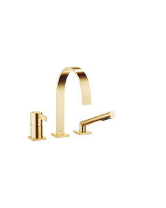 Dornbracht Mem three-hole bath mixer 27412782-28 for bath rim / tile rim installation, brushed brass