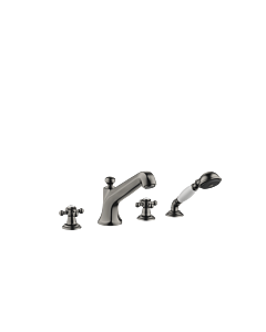 Dornbracht Madison four-hole bath mixer 27502360-99 for bath rim / tile rim installation, dark platinum matt