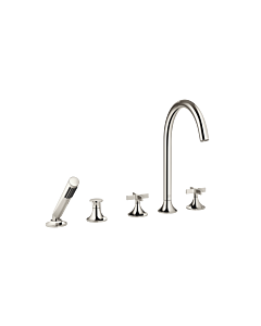 Dornbracht Vaia five-hole bath mixer 27522809-08 for bath rim installation, with diverter, platinum