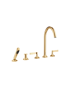 Dornbracht Vaia Wannen-Fünfloch-Armatur 27522819-28 für Wannenrandmontage, mit Umstellung, messing gebürstet